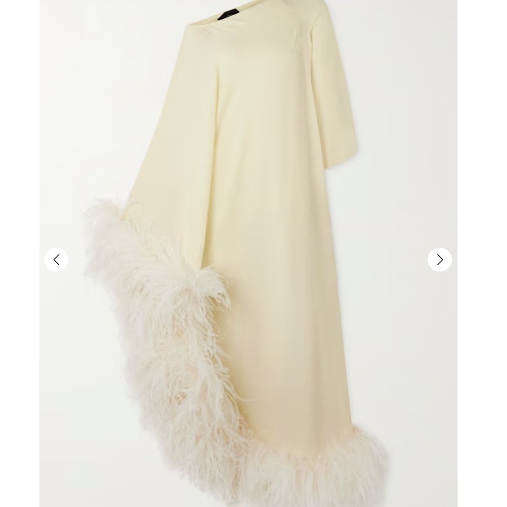 TALLER MARMO Ubud one-shoulder feather-trimmed crepe gown, Size IT 36 (XS) - Picture 7 of 11